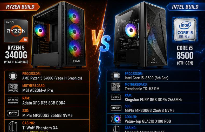 Ryzen 3400G Vs Intel i5 8th Gen: Two Solid Builds. One Smart Choice