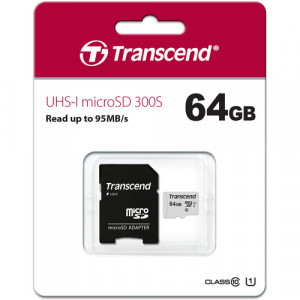 Transcend UHS-I 300S 64GB microSD Card, 5-Years Warranty
