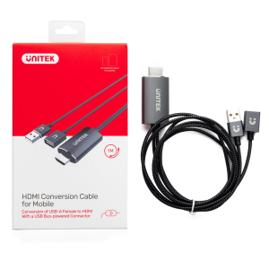 HDMI Conversion Cable for Mobile 1M, Conversion of USB-A Female to HDMI with a USB Bus powered connector, M1104A