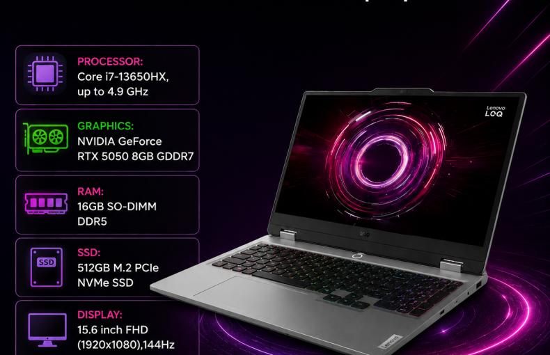 Lenovo LOQ 15IRX10 Core i7-13650HX Laptop — Serious Cores, Serious Gaming
